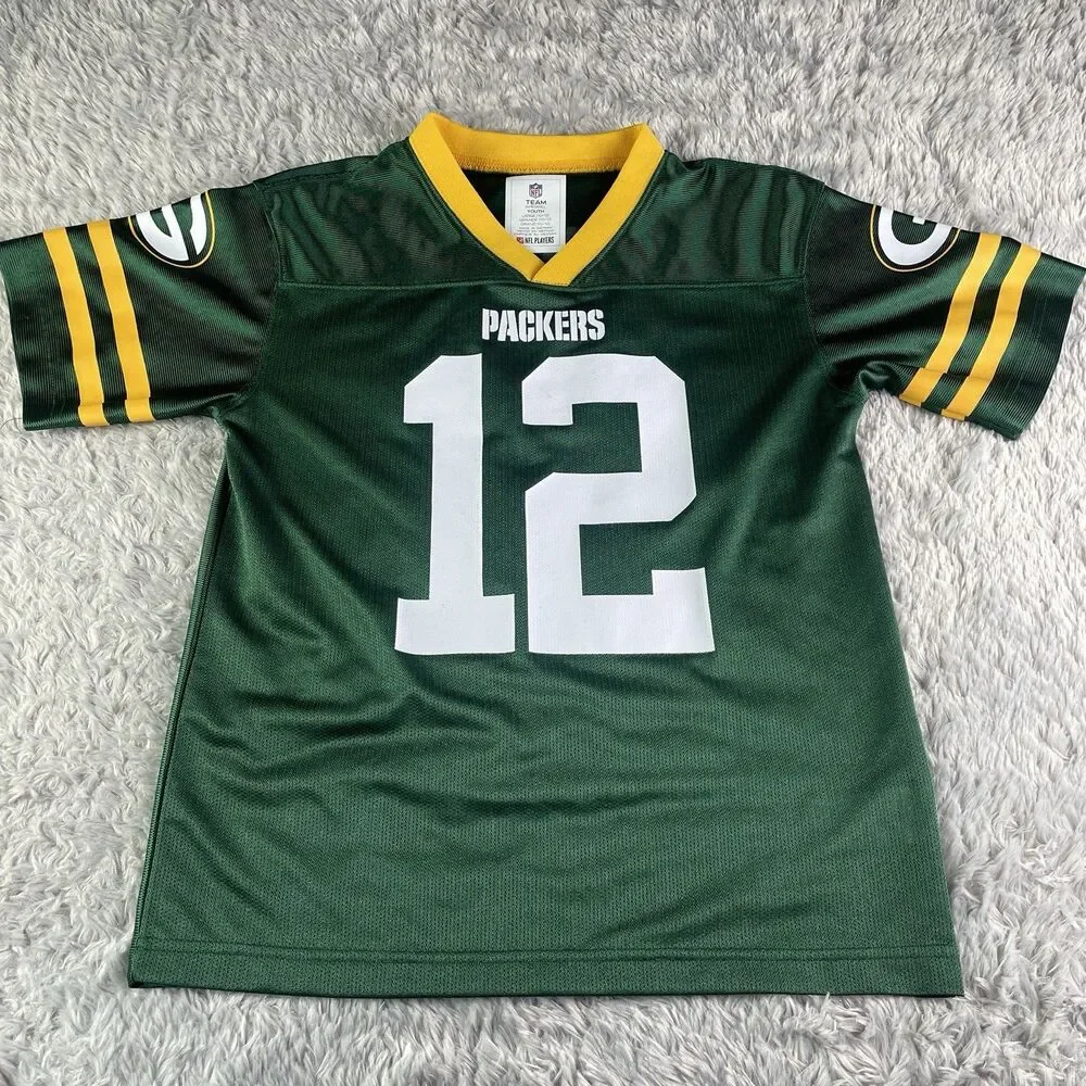 Aaron Rodgers Green Bay Packers Jersey Youth Large Green NFL Football Retro